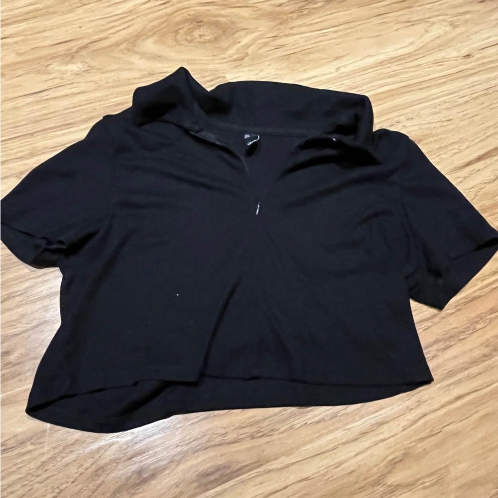 Half Zip Crop Shirt